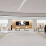 Latest Apple store again has curved frontage with seamless transition to interior